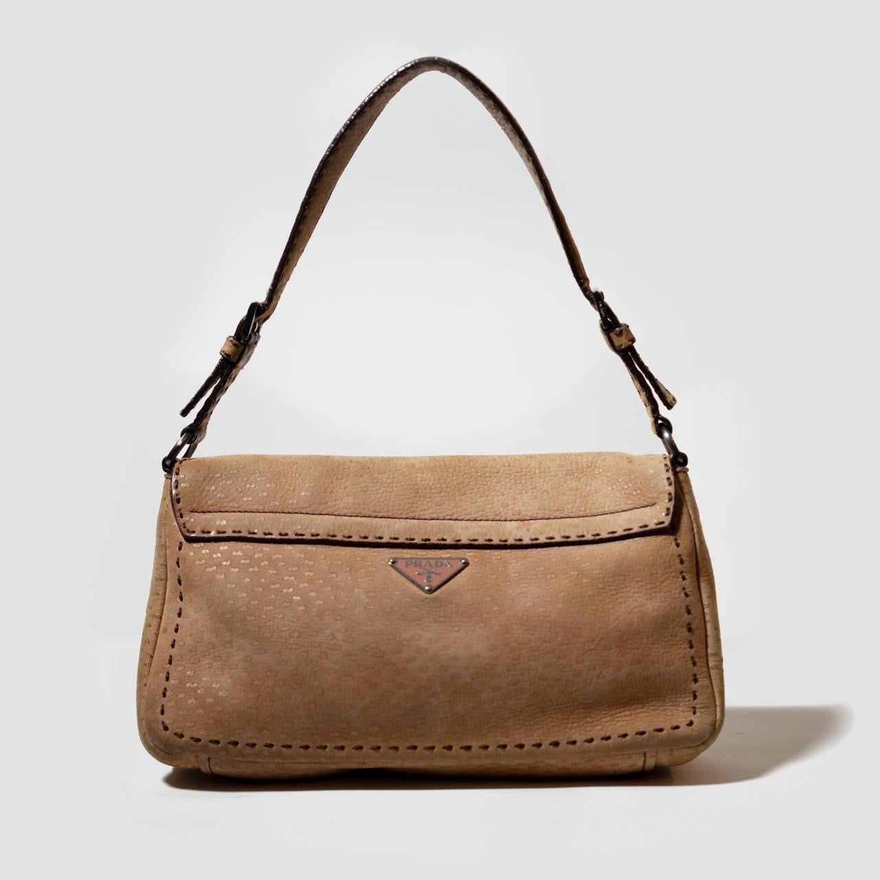 Tan Ostrich Leather Satchel Shoulder Bag