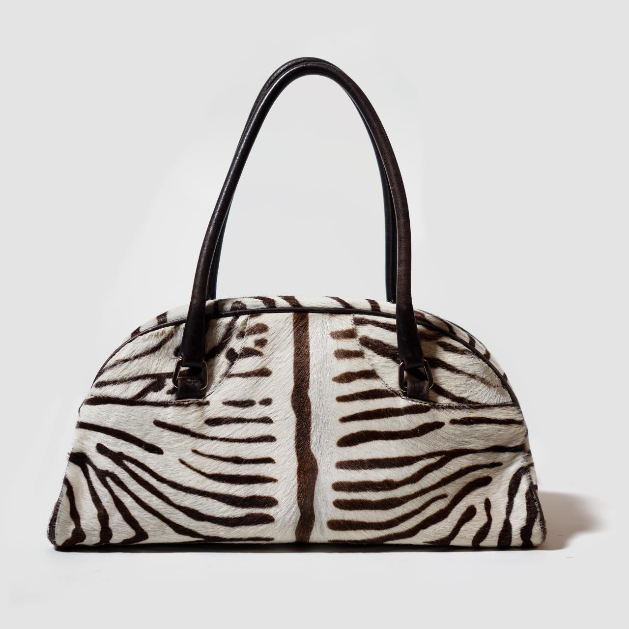 Zebra Calfskin Bowler Bag