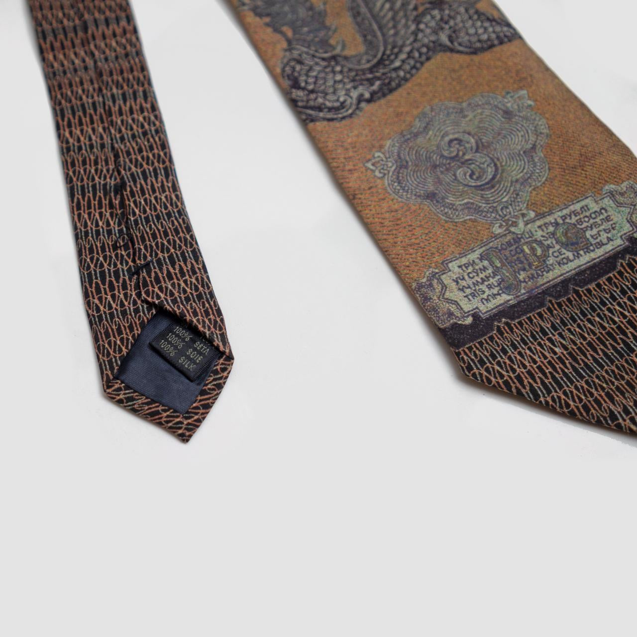 fall 1995 Russian Rubles Banknote Silk Tie