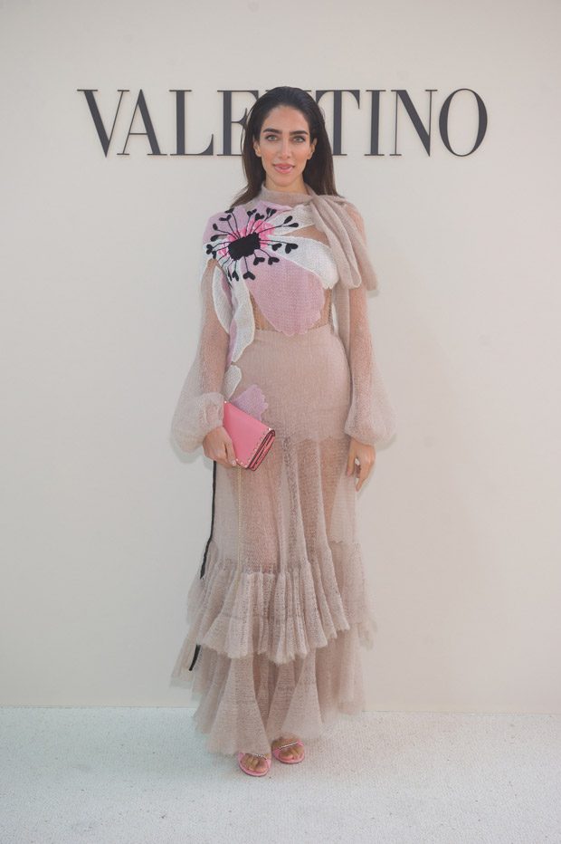 fall 2018 Embellished Mohair-knit Pink Gown