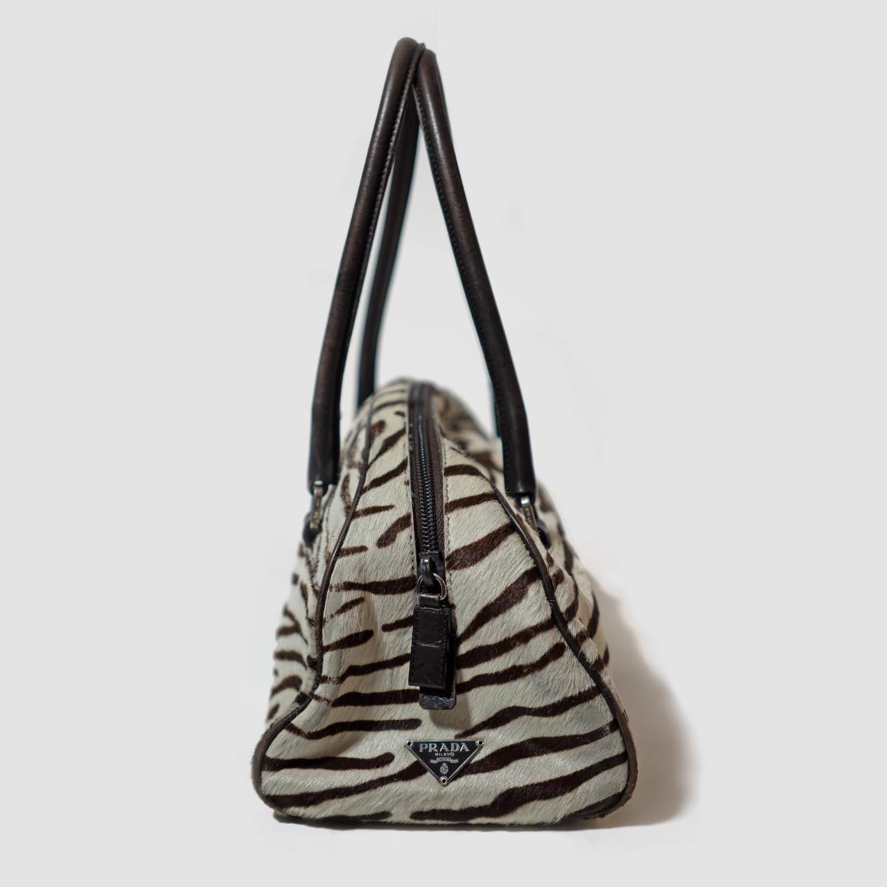 Zebra Calfskin Bowler Bag