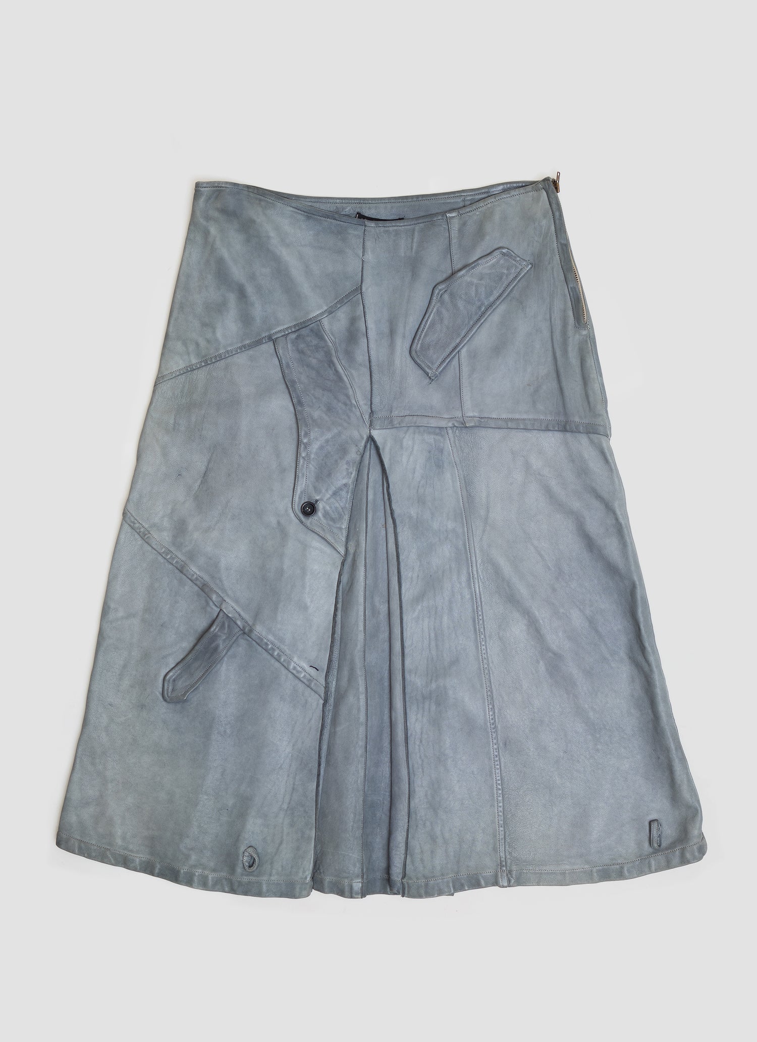 Deformation Leather Cargo Skirt