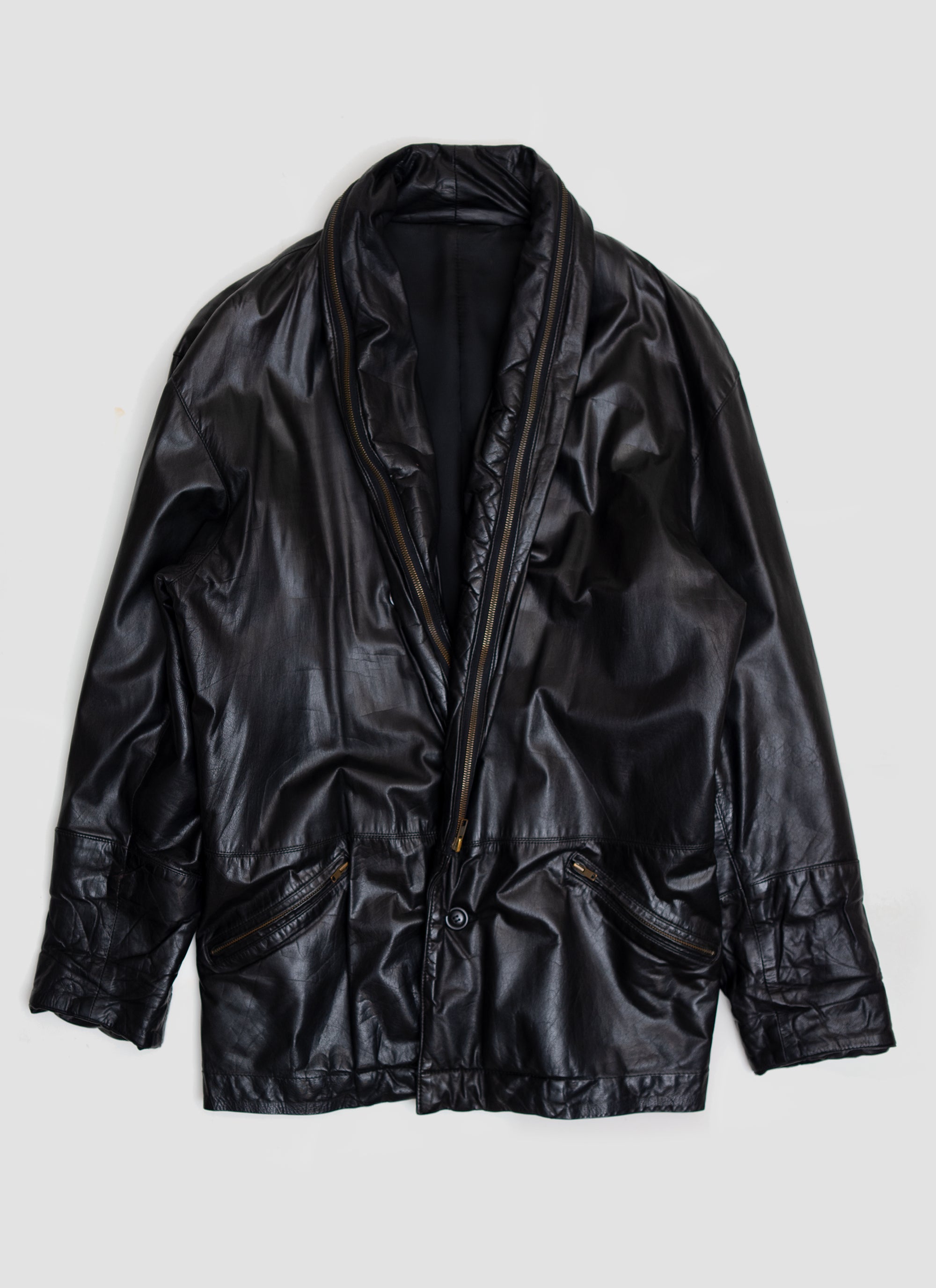 fall 1983 Leather Shawl Jacket