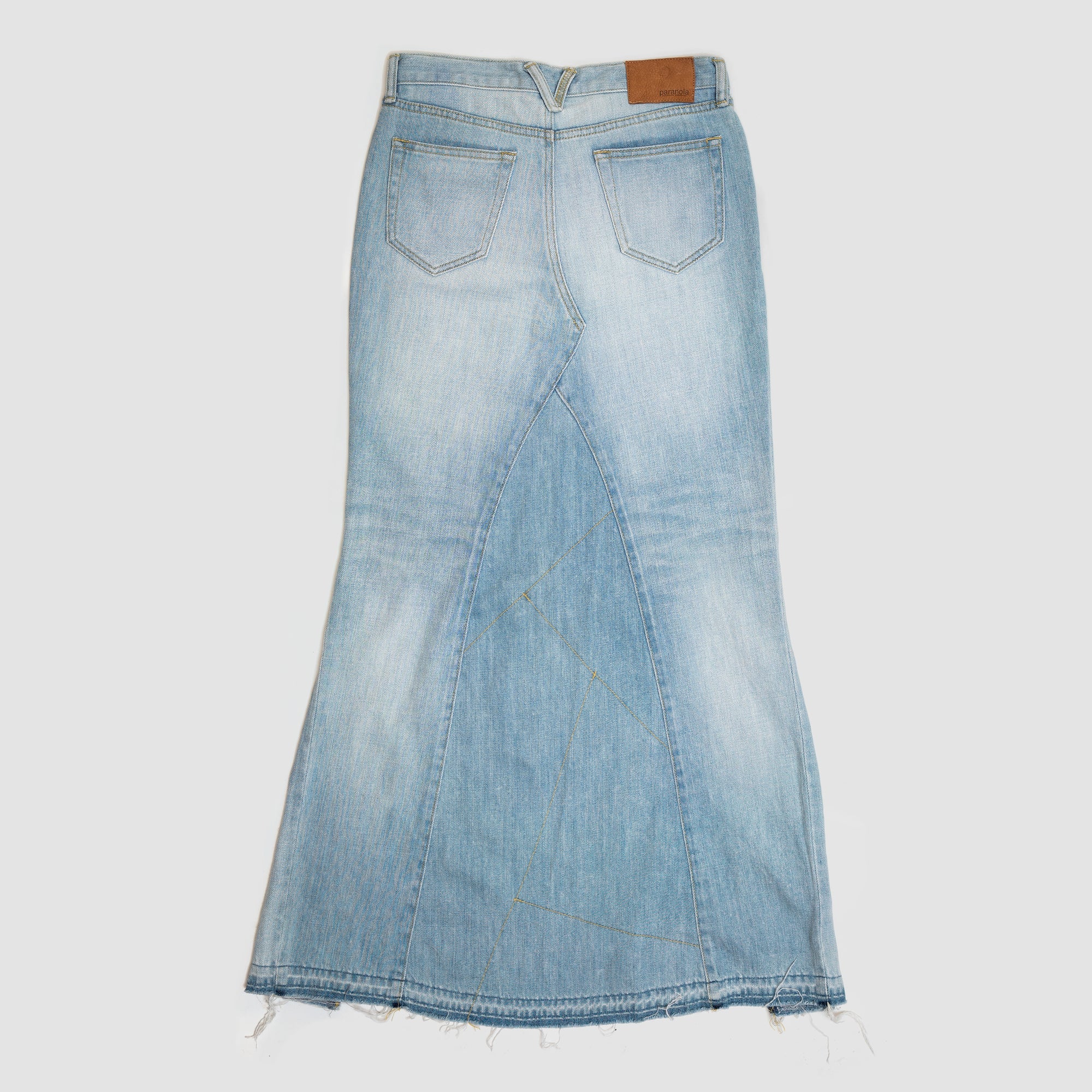 Cut-out Long Denim Skirt