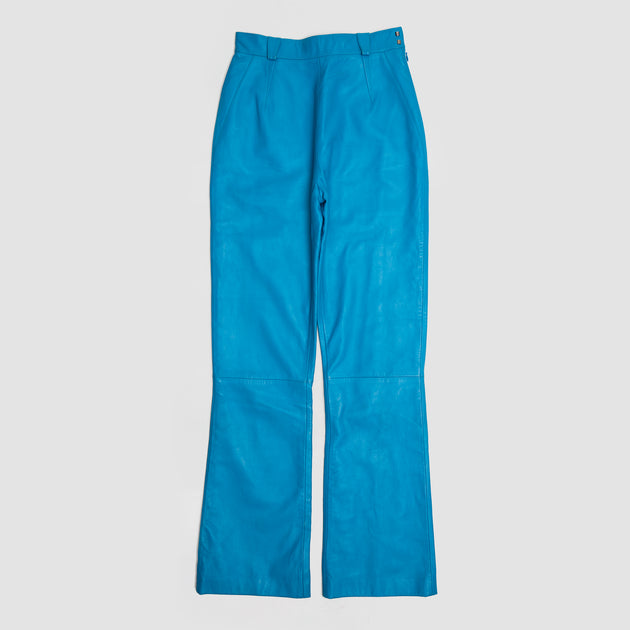 Couture Turquoise Leather Pants