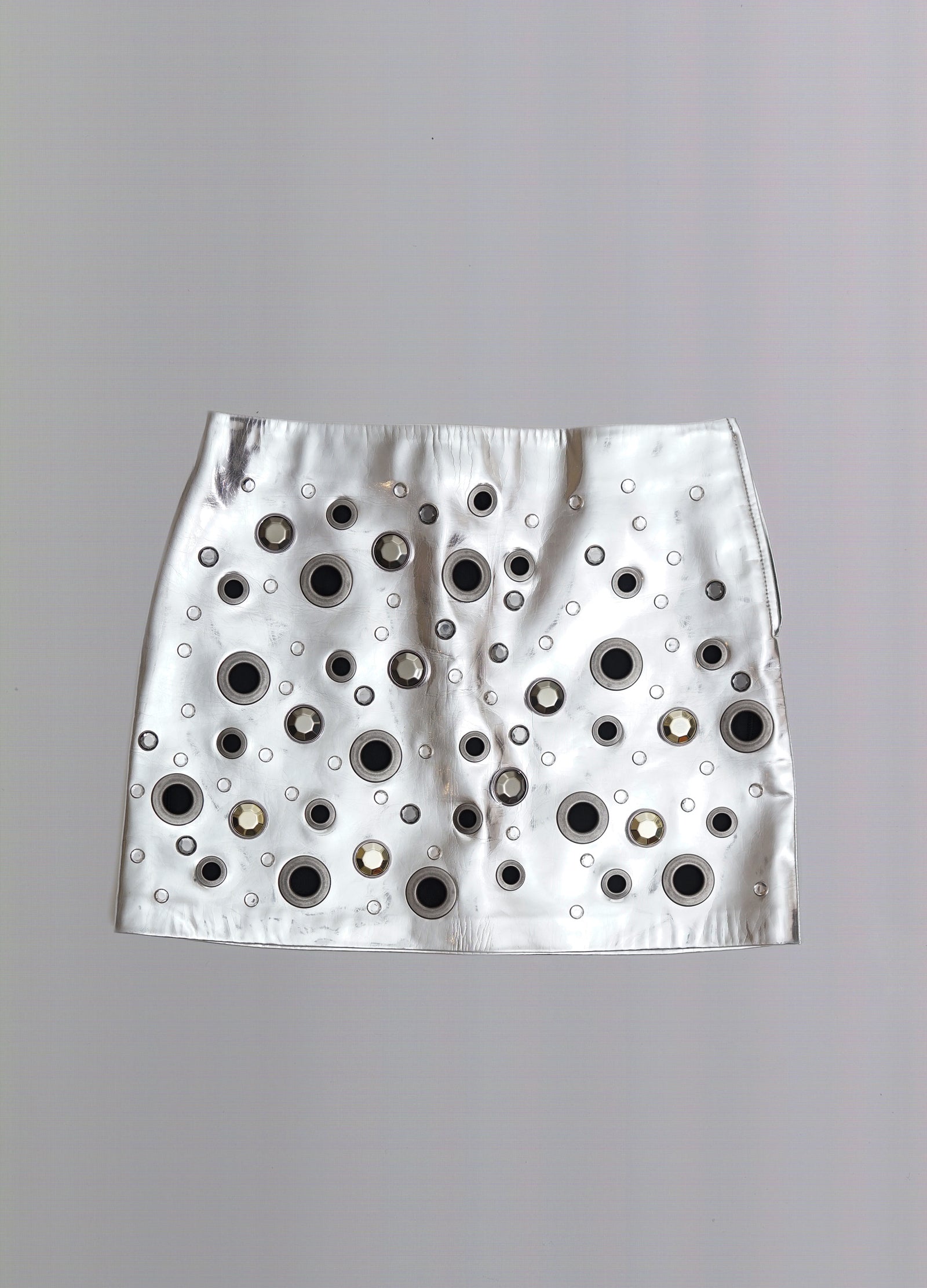 Fall 2015 Patent Leather Silver Mini Skirt